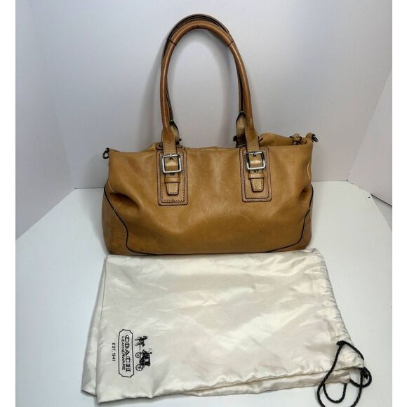 Vintage Coach Hamilton Tan Leather Shoulder Bag Purse Large Womens Designer - Picture 1 of 13